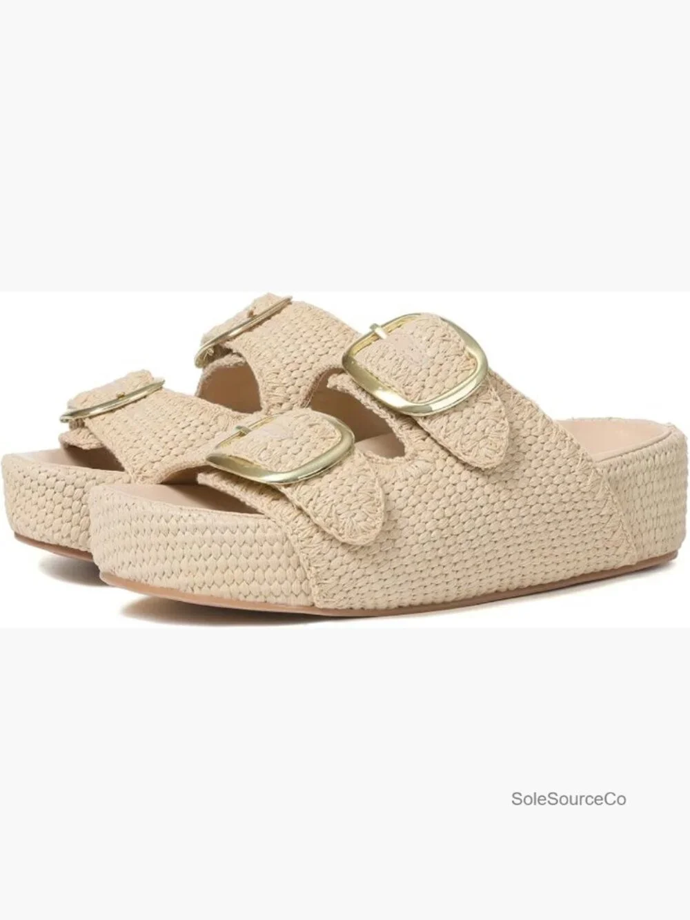 Women Espadrille Platform Sandals Open Toe Raffia Woven Summer Beach Slide